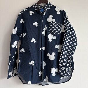 Disney Tokyo Resort Shirt Button Down Mickey Mouse Disney Blue Patchwork Rare